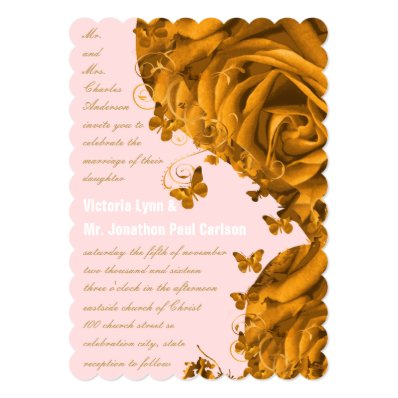 Rose Gold Hearts and Roses Wedding Cards