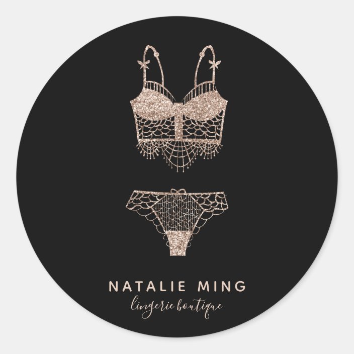 Rose Gold Lingerie Boutique Logo Classic Round Sticker Zazzle