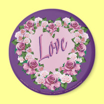 ROSE HEART RND MAGNET by gardensofeve ROSE HEART RND MAGNET