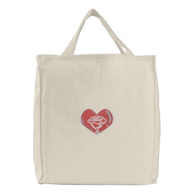 Rose Heart Tote Embroidered Tote Bag by silly_strings