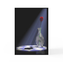 rose in vase greeting cards