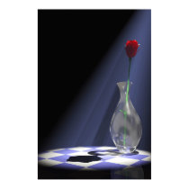 rose in vase posters