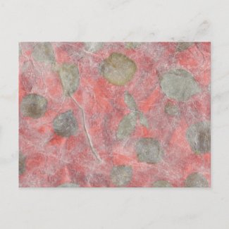 Rose leaves design in red tissue paper postcard