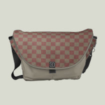 Rose Linen Checkered Messenger Bag- rose/taupe messenger bags