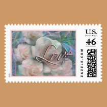 Rose Love Stamp With Fractal Background by Perlyyyy Rose Love Stamp With Fractal Background