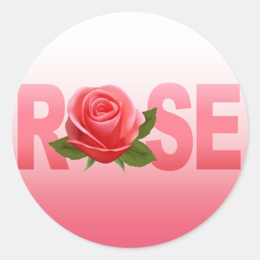 Rose Name Flower ombre pink Round Stickers Zazzle