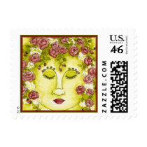 Rose Nymph Square Postage Stamp by 13BlackCatsDesigns Rose Nymph Square Postage Stamp