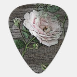 Rose on Weathered Wood Guitar Pick