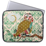 Rose Owl Green Damask Computer Sleeve