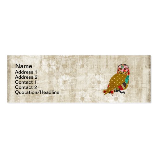 Rose Owl Whitewash Floral Vintage Business Cards (front side)