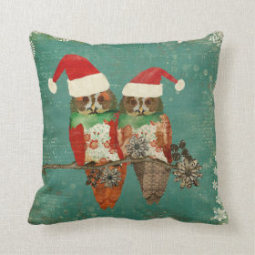 Rose Owls Christmas MoJo Pillow
