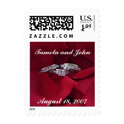Rose Petal Wedding Bands Postage Stamps by ttkelley
