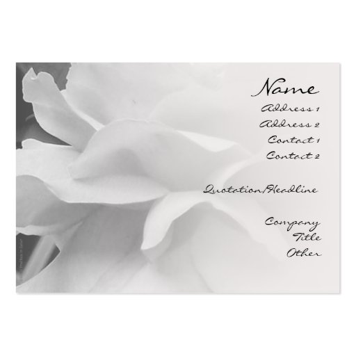 Rose Petals Black & White Blend Profile Card Business Card (front side)