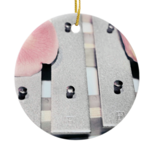 Rose Petals on Metal Bells Faded style Ornament
