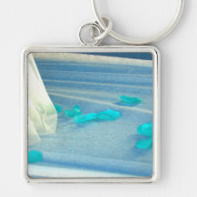 Rose Petals Wedding Dress Train tan background Keychain
