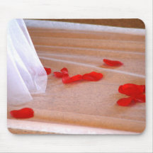 Rose Petals Wedding Dress Train tan background Mouse Pad