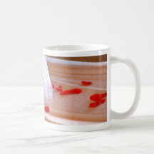 Rose Petals Wedding Dress Train tan background Mug