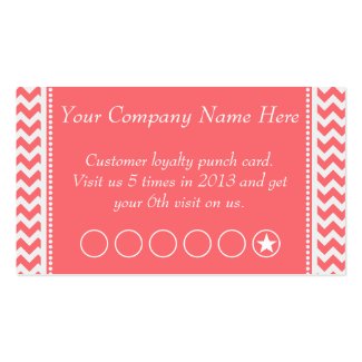 Rose Pink Chevron Discount Promotional Punch Card Business Card Templates
