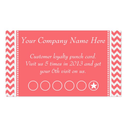 Rose Pink Chevron Discount Promotional Punch Card Business Card Templates (front side)