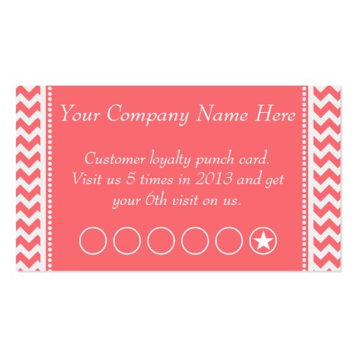 Rose Pink Chevron Discount Promotional Punch Card Business Card Templates