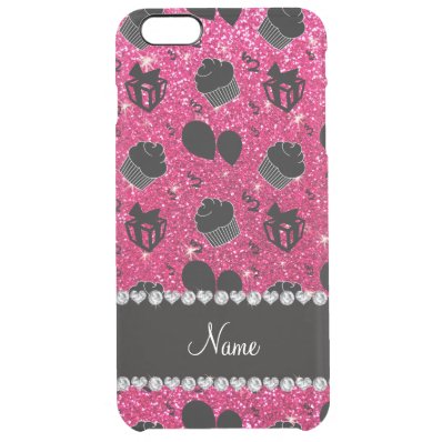 Rose pink glitter cupcakes balloons presents clear iPhone 6 plus case