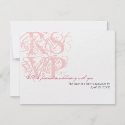 Rose pink grunge wedding enclosure RSVP response Personalized Invitations by