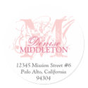 Rose pink monogram antique grunge address label sticker