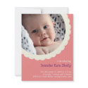 Rose pink polka dot rosette photo cute baby birth invitation