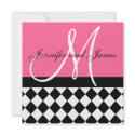 Rose Pink Wedding Invitation Monogram Harlequin invitation