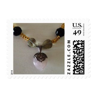Rose Quartz Stone Heart Necklace Stamp