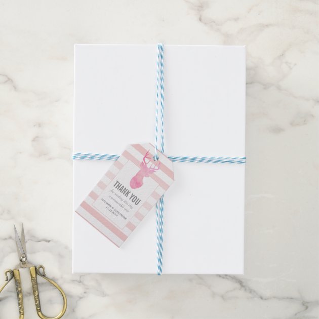 Rose Quartz Stripes Pink Deer Thank You Wedding Pack Of Gift Tags-2