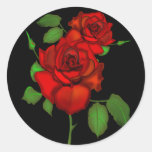Rose Red Illustration Round Sticker