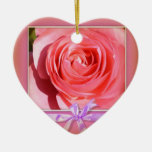 Rose Ribbon Heart Christmas Ornament