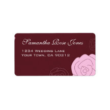 Rose Save the Date Burgundy Flowers Custom Address Custom Address Label