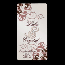 Rose Swirl Champagne Jeweled Wine Label labels