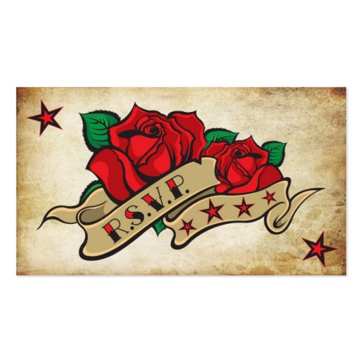 Rose Tattoo Custom RSVP Business Card Templates