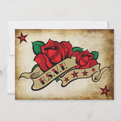 Rose Tattoo Custom RSVP Templates Personalized Invitation by jfarrell12
