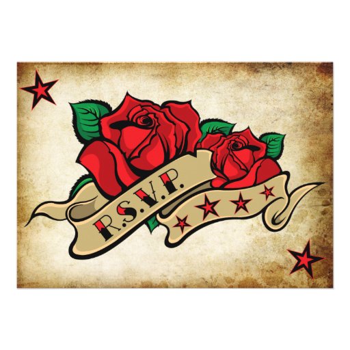 Rose Tattoo Custom RSVP Templates. Personalized Invitations
