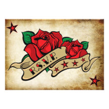 Rose Tattoo Custom RSVP Templates. Personalized Invitation
