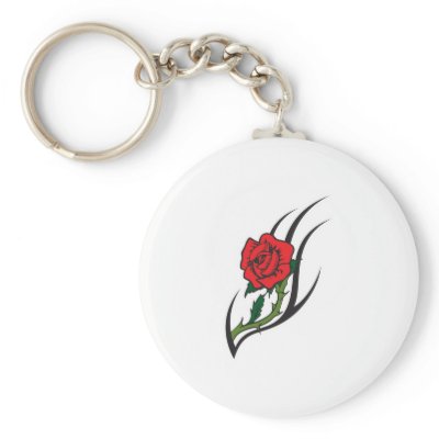 Rose Tattoo Design Keychain by