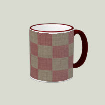 Rose & Taupe Linen Checkered Mug mugs
