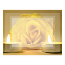 rose two candles bright yellow flower letterhead