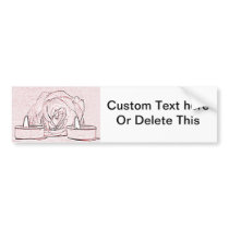 Rose, two tea light candles, done in black n pink bumper sticker