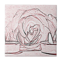 Rose, two tea light candles, done in black n pink tile
