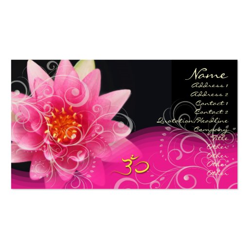Rose water lilly + pearly swirls, om Business card (front side)