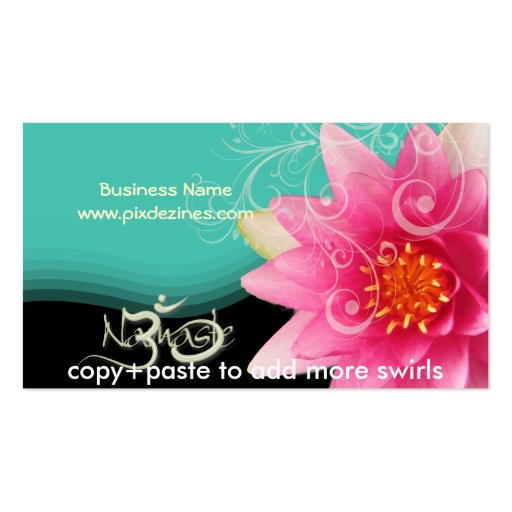 Rose water lilly+pearly swirls+om/diy background business card template (back side)