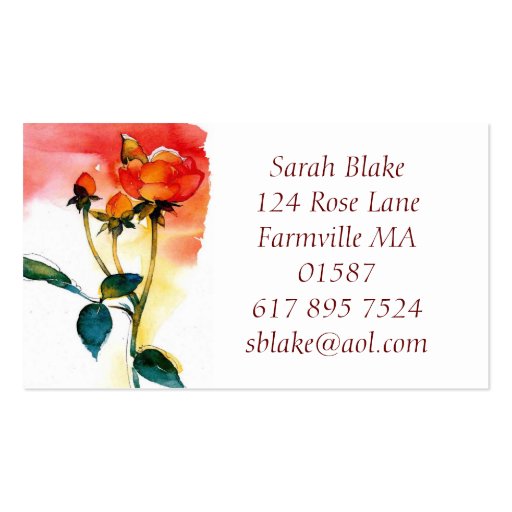 Rose Watercolor Business Card (front side)