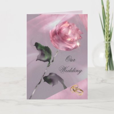 Evanescent colors on background and brilliant pink roseWedding Invitation
