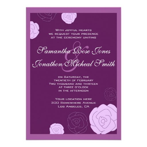 Rose Wedding Invitation - Purple Flowers
