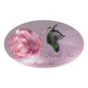 Rose Wedding Thank You Oval Stickers